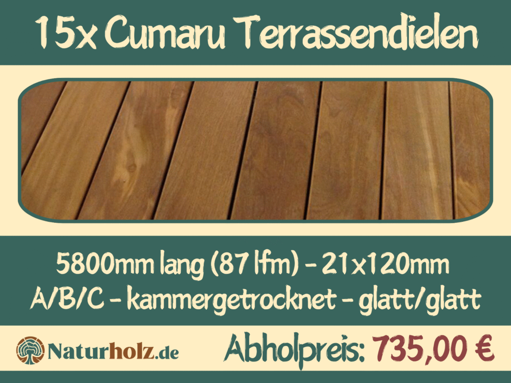 15x Cumaru Terrassendielen