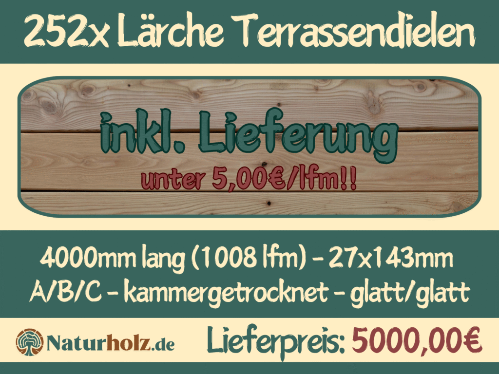 252x Lärche Terrassendielen