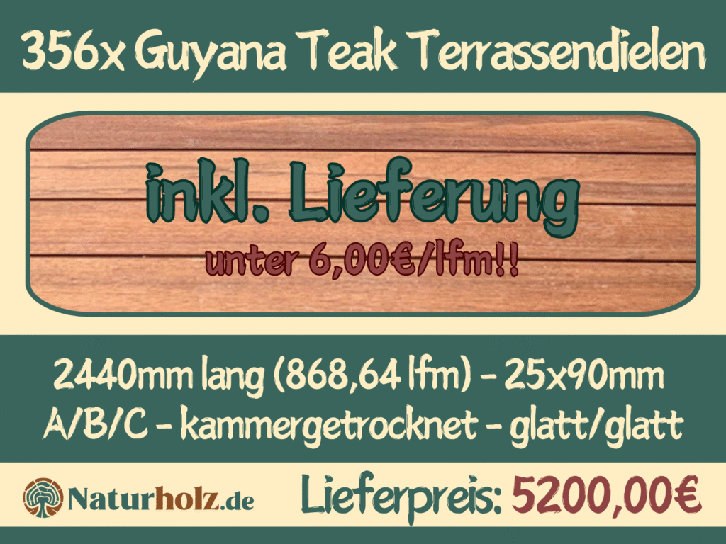 356x Guyana Teak Terrassendielen