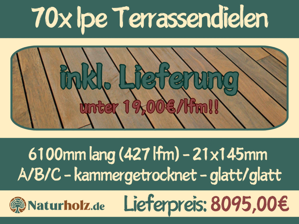70x Ipe Terrassendielen 6100mm