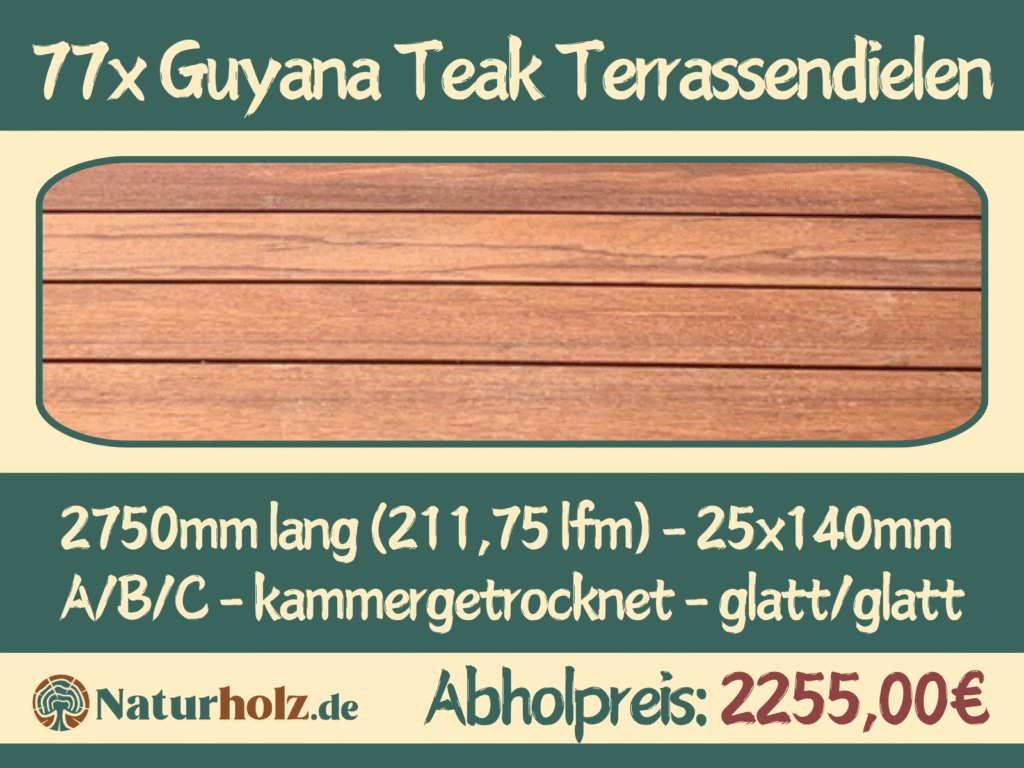 77x Guyana Teak Terrassendielen