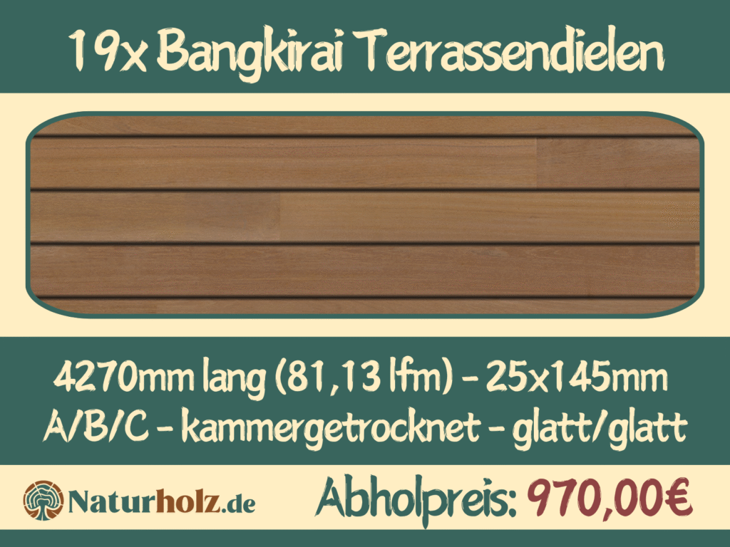 19x Bangkirai Terrassendielen 25x145mm