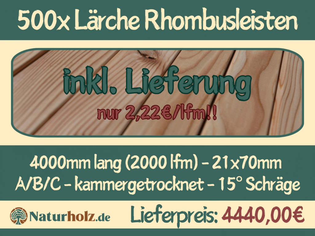 Fassade aus Lärche Rhombusleisten