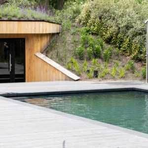 Accoya® Color Grey Terrassendielen, A1, seitlich genutet Holz