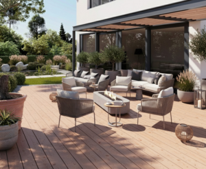 42x Kanadische Douglasie Terrassendielen, 27×143 mm, KD, glatt/glatt 2440mm (102 lfm)