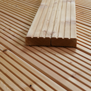Kanadische Lärche Terrassendielen, 27×143 mm, KD, grob/fein