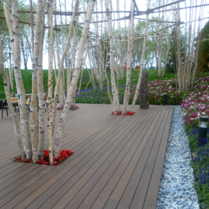 Moso-Bambus Terrassendielen, thermobehandelt, roh, 3 Stk./Bund, seitlich genutet, stirnseitig Nut & Feder Holz