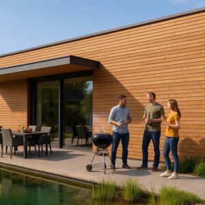 26×118 mm Thermokiefer Terrassendielen, QLICK, thermobehandelt, glatt