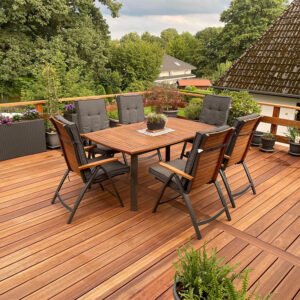 Guyana Teak (Basralocus) Terrassendielen, 38×140 mm, KD, glatt/glatt